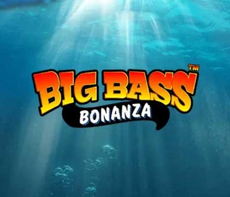 Big Bass Bonanza logo on an underwater background with sunlight streaming through water.
